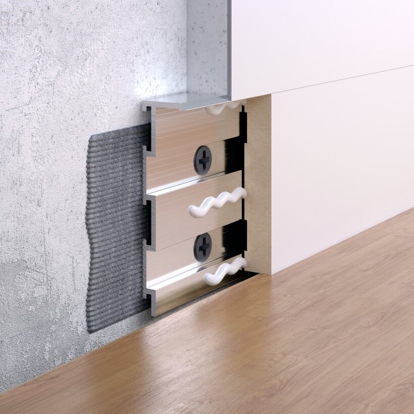Concealed mounted aluminium plinth S1060 with no cover ― Photo 1