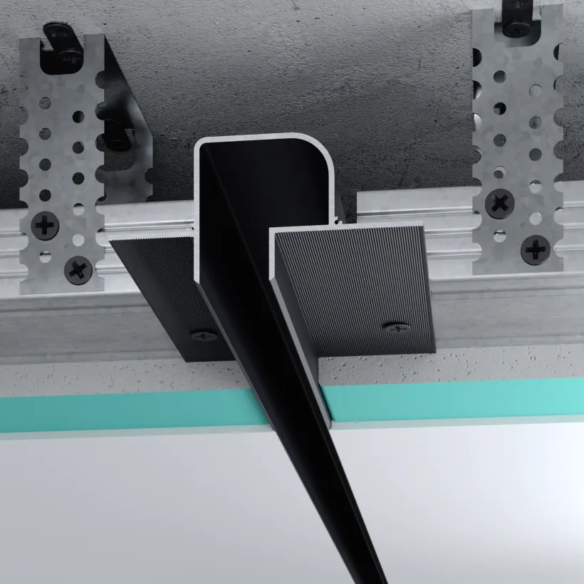Aluminium shadowline profile 20 mm Separated with a LED strip Black ― Photo 1